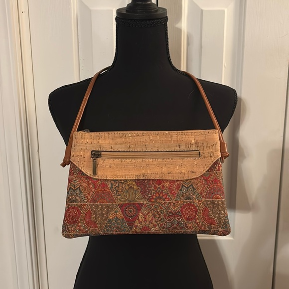 Handbags - Multicolor Patterned Cork Women's Bag